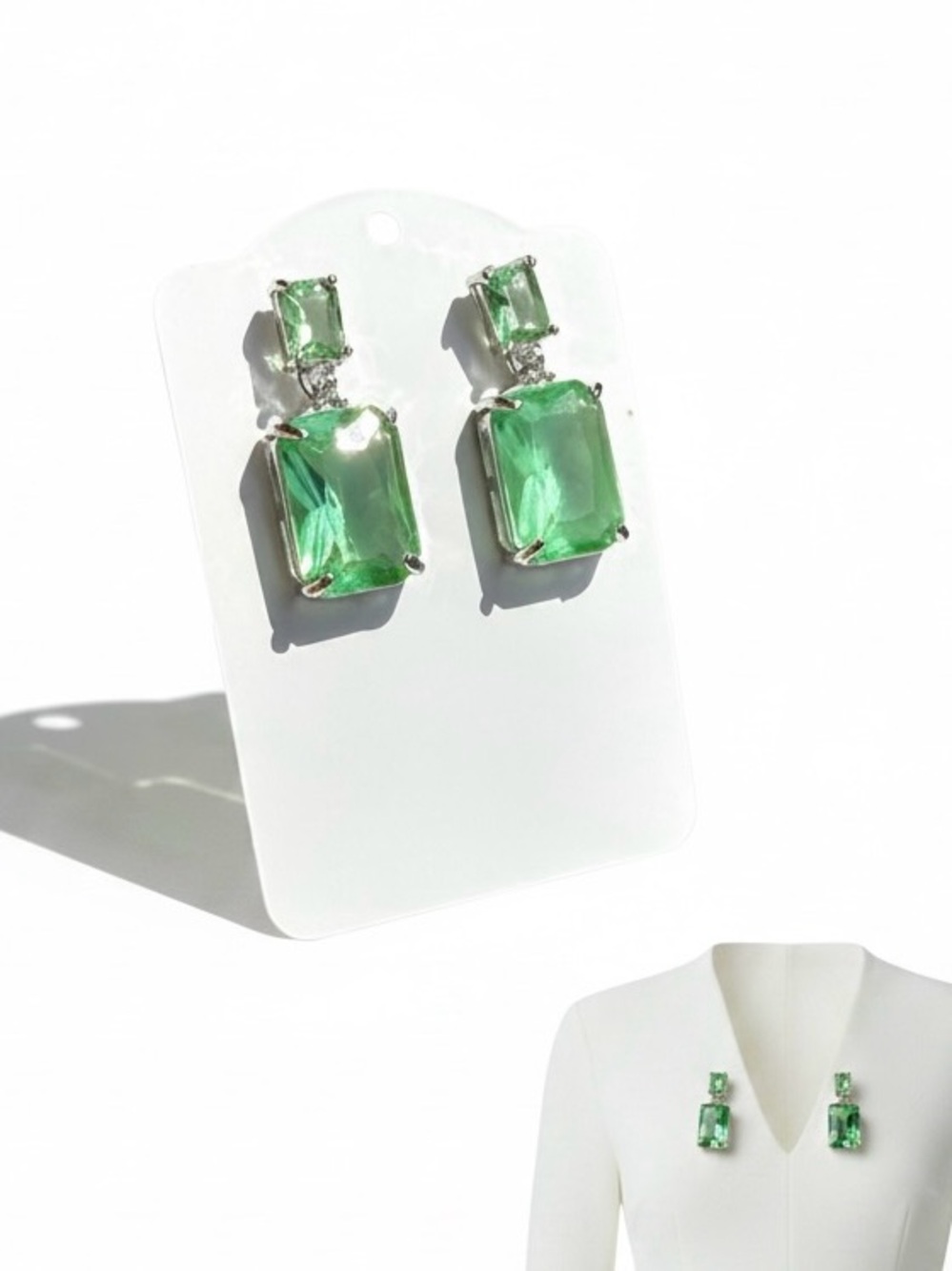 Emerald Green Crystal Drop Earrings